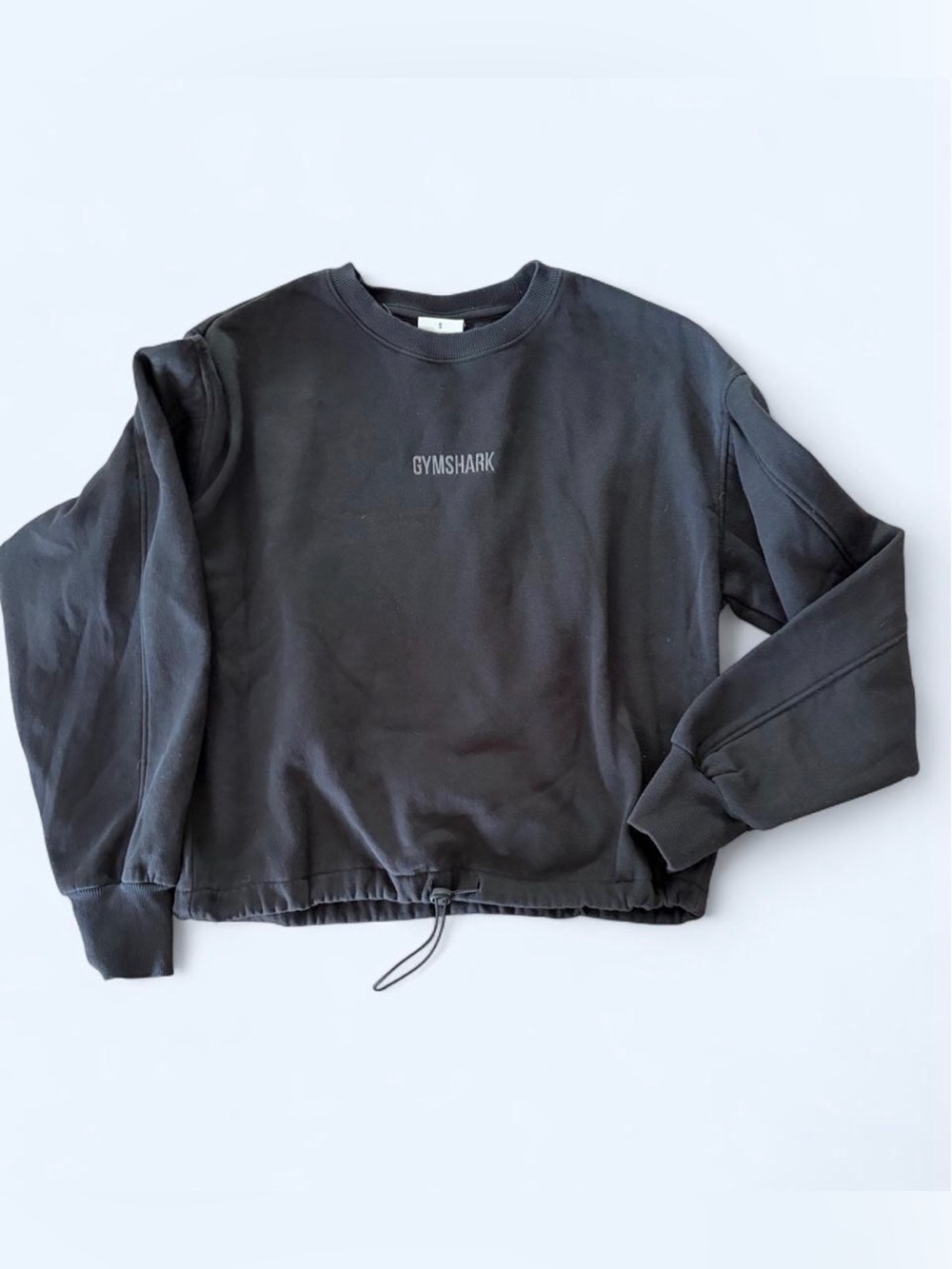 Gymshark Black Crewneck Pullover with Drawcord Hem